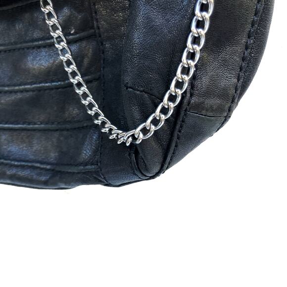 SOLD Reworked Marc New York Moto Leather Shoulder Bag w/ Silver Chain - Picture 9 of 16